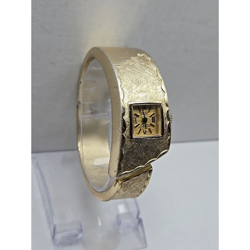 Vulcain Medana Pamela Bangle Watch Swiss 17 Jewels West Germany Gold Tone Ladies